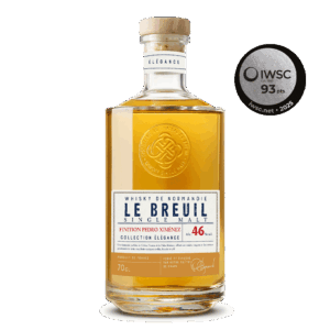 Bouteille de Whisky Le Breuil Pedro Ximenez et sa médaille d'argent à l'IWSC
