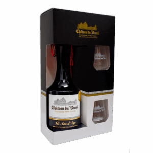 Coffret degustation Calvados 15 ans d age chateau du Breuil et deux verres