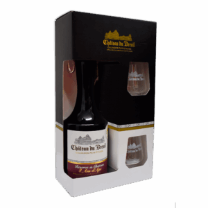 Coffret degustation Calvados 8 ans d age chateau du Breuil et deux verres