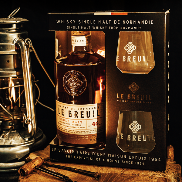 Coffret dégustation Whisky Le Breuil sherry oloroso avec 2 verres le breuil